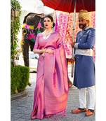 Wine purple woven kanjivaram saree with blouse