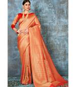 Bright orange woven kanjivaram saree with blouse