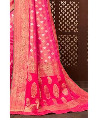 Pink woven tissue kanjivaram saree with blouse 2