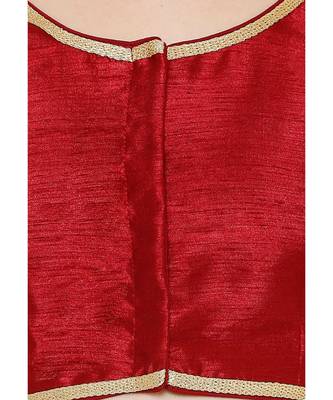 Women's Maroon Cotton Silk Round Neck Solid Readymade Saree Blouse 5