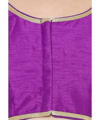 Women's Brinjal Cotton Silk Round Neck Solid Readymade Saree Blouse 5