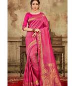 Deep pink woven kanjivaram saree with blouse