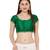 Women's Green Cotton Silk Round Neck Solid Readymade Saree Blouse
