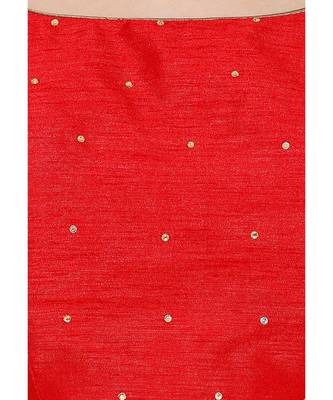 Women's Red Dupion Silk Square Neck Solid Readymade Saree Blouse 5