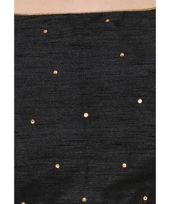 Women's Black Dupion Silk Square Neck Solid Readymade Saree Blouse 5