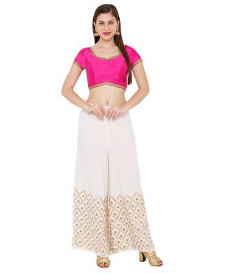 Women's Pink Dupion Silk Solid Round Neck Readymade Saree Blouse 3