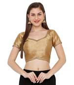 Women's Copper Dupion Silk Solid Round Neck Readymade Saree Blouse