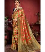 Golden blue woven tissue kanjivaram saree with blouse