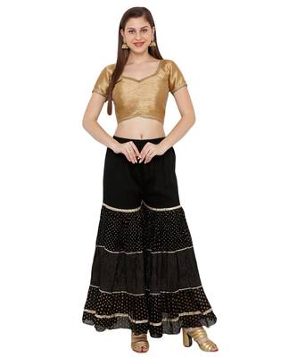 Women's Copper Dupion Silk Solid Round Neck Readymade Saree Blouse 4