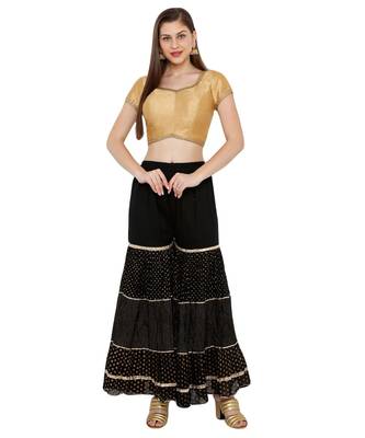 Women's Gold Dupion Silk Solid Round Neck Readymade Saree Blouse 4