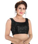 Women's Black Net Round Neck Party Wear Readymade Saree Blouse