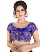 Women's Red Dupion Silk Brocade Party Wear Readymade Saree Blouse