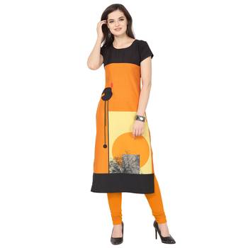 Orange American Crepe Kurti 1