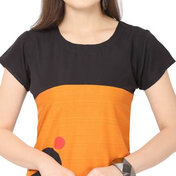 Orange American Crepe Kurti 4