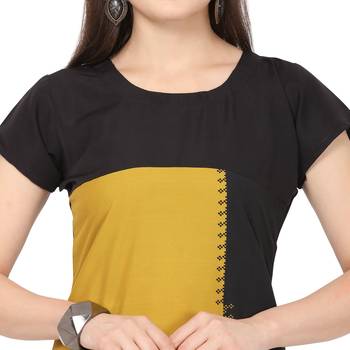 Yellow American Crepe Kurti 4