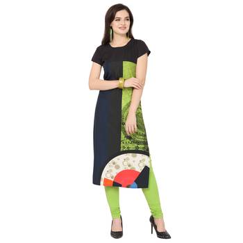 Green American Crepe Kurti 1