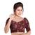 Women's Dark Maroon Velvet Embroidered Casual Wear Readymade Saree Blouse