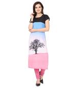 Blue American Crepe Kurti