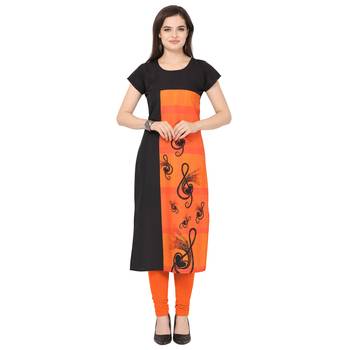 Orange American Crepe Kurti 1