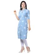 Light Blue Lafer Cotton Kurti