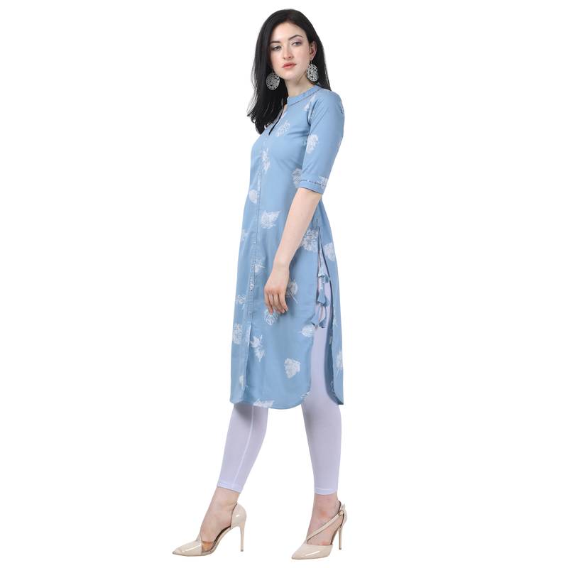 Light Blue Lafer Cotton Kurti