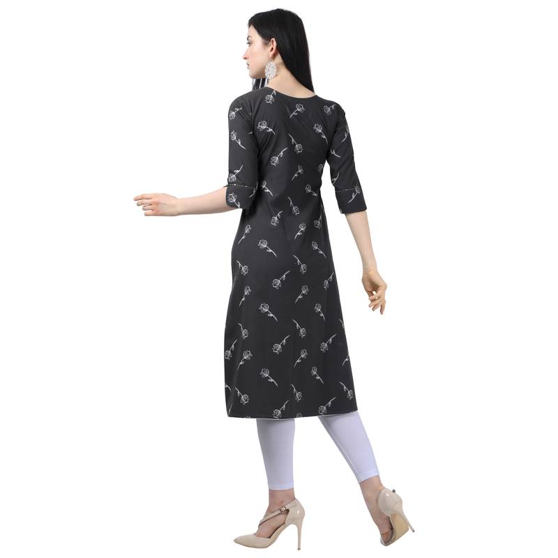 Dark Grey Lafer Cotton Kurti