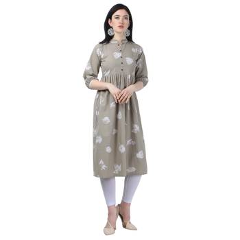 Beige Lafer Cotton Kurti 1