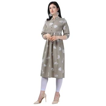Beige Lafer Cotton Kurti 3
