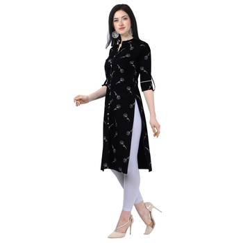 Black Lafer Cotton Kurti 3