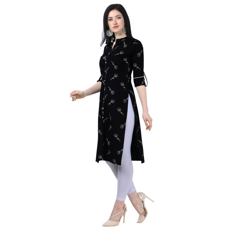 Black Lafer Cotton Kurti