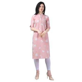 Light Peach Lafer Cotton Kurti 1
