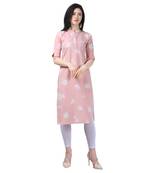 Light Peach Lafer Cotton Kurti