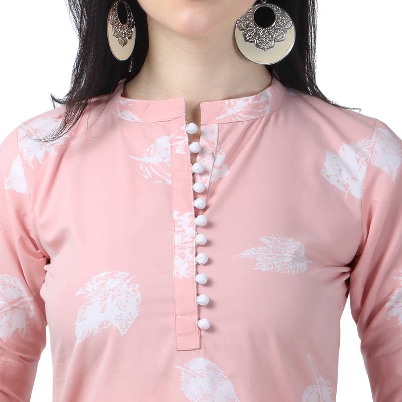 Light Peach Lafer Cotton Kurti