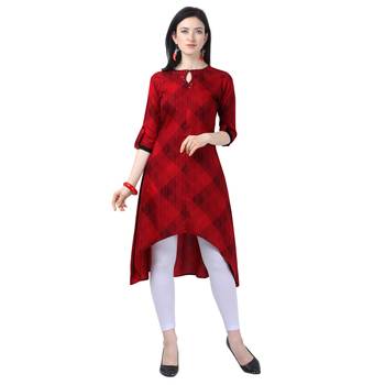 Red Twill Rayon Kurti 1