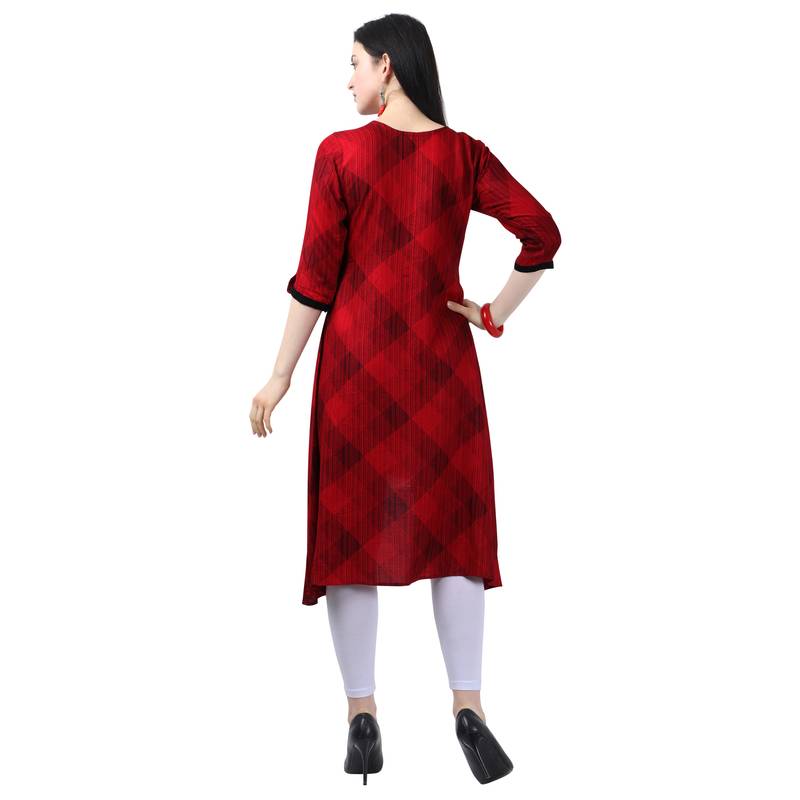 Red Twill Rayon Kurti