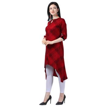 Red Twill Rayon Kurti 3
