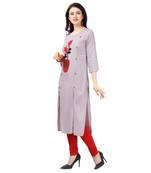 Light Purple Heavy Rayon Emblished kurti