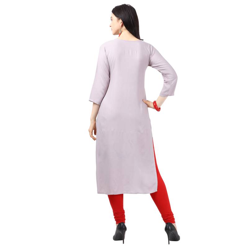 Light Purple Heavy Rayon Emblished kurti