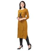 Mustard Heavy Rayon Emblished kurti
