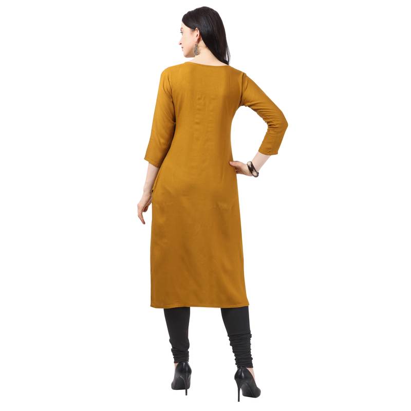 Mustard Heavy Rayon Emblished kurti