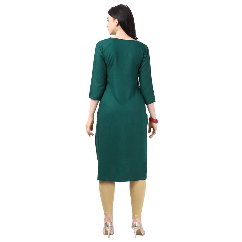 Green Heavy Rayon Emblished kurti