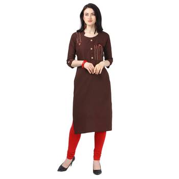 Brown Heavy Rayon Emblished kurti 1