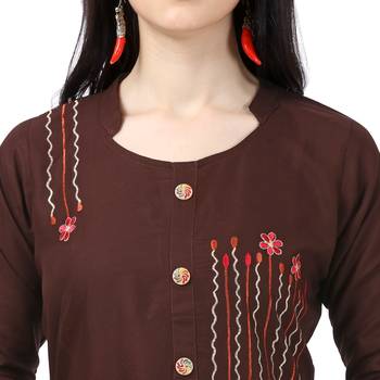 Brown Heavy Rayon Emblished kurti 2