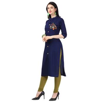 Royal Blue Heavy Rayon Emblished kurti 1