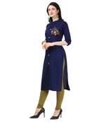 Royal Blue Heavy Rayon Emblished kurti