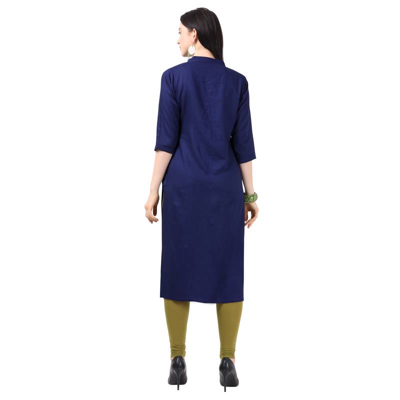 Royal Blue Heavy Rayon Emblished kurti