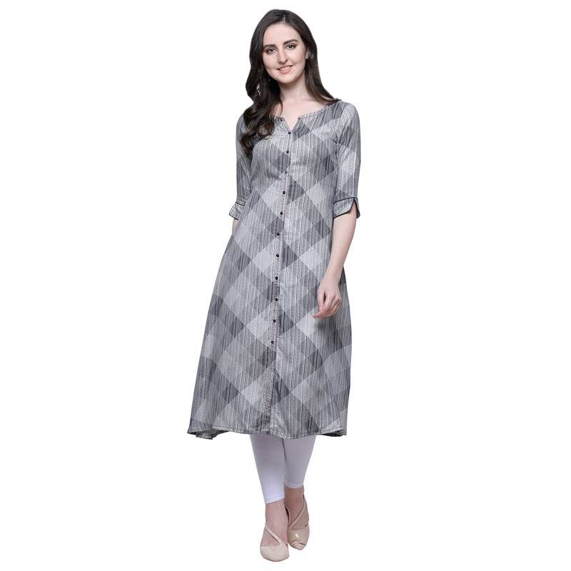 Grey Twill Rayon Kurti