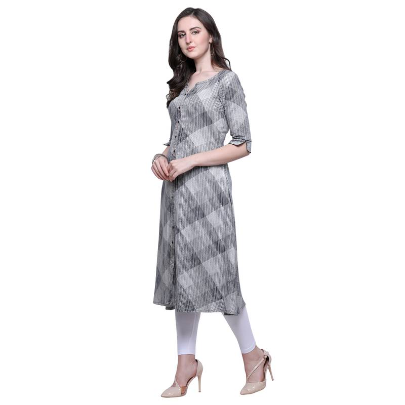 Grey Twill Rayon Kurti