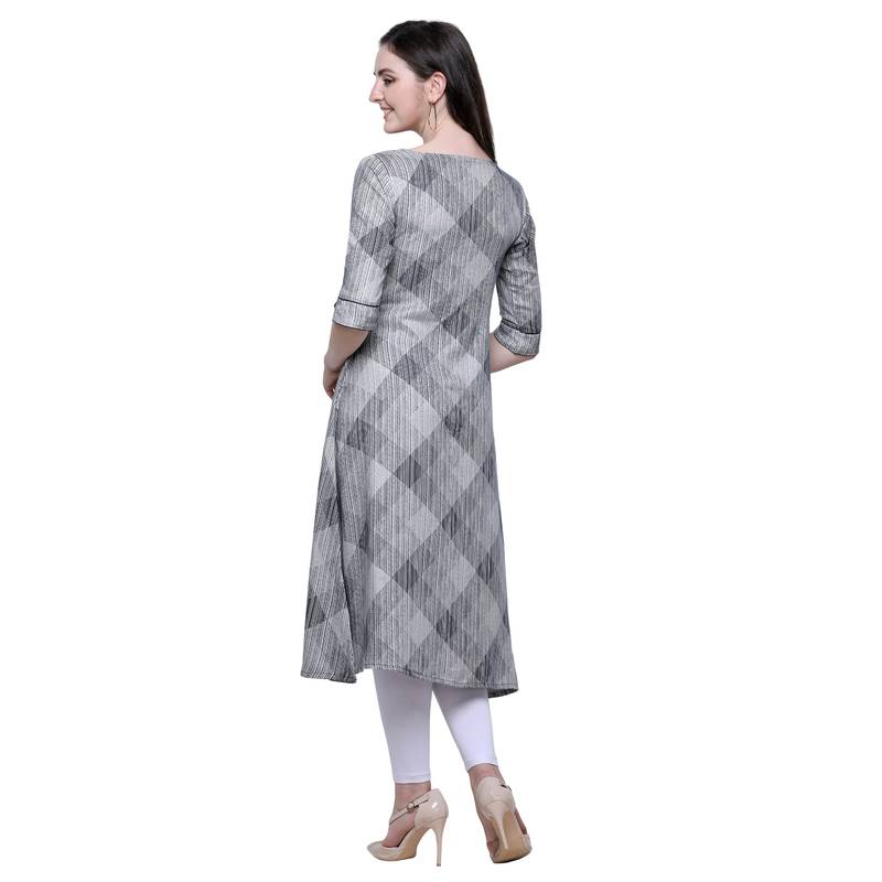 Grey Twill Rayon Kurti