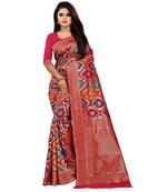 Magenta Woven Banarasi Saree With Blouse